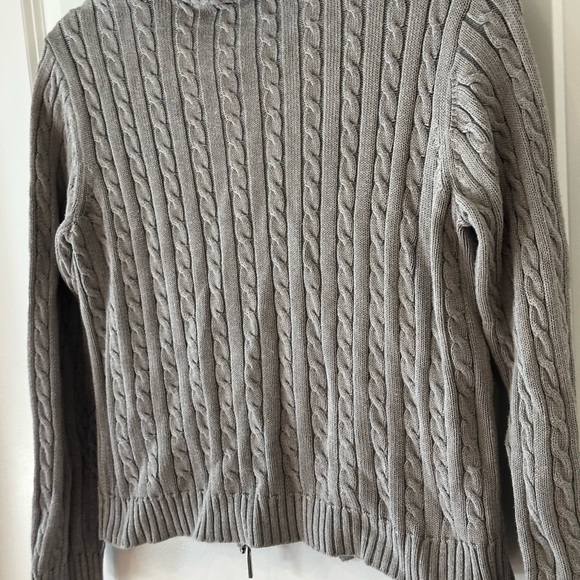 Lauren Ralph Lauren Gray Cable Knit Zip-Up Sweater | Size M - Picture 8 of 8